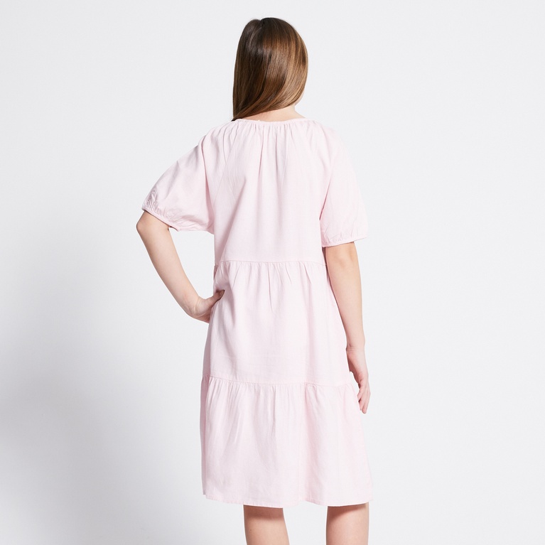 Linen blend frill dress "Sofia star 4" Pink